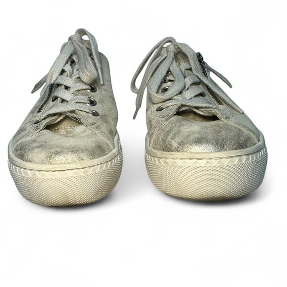 Paul Green Gold/Silver Metallic Tamara Zip Leather Sneakers - UK 5.5, US 8 - Picture 6 of 13